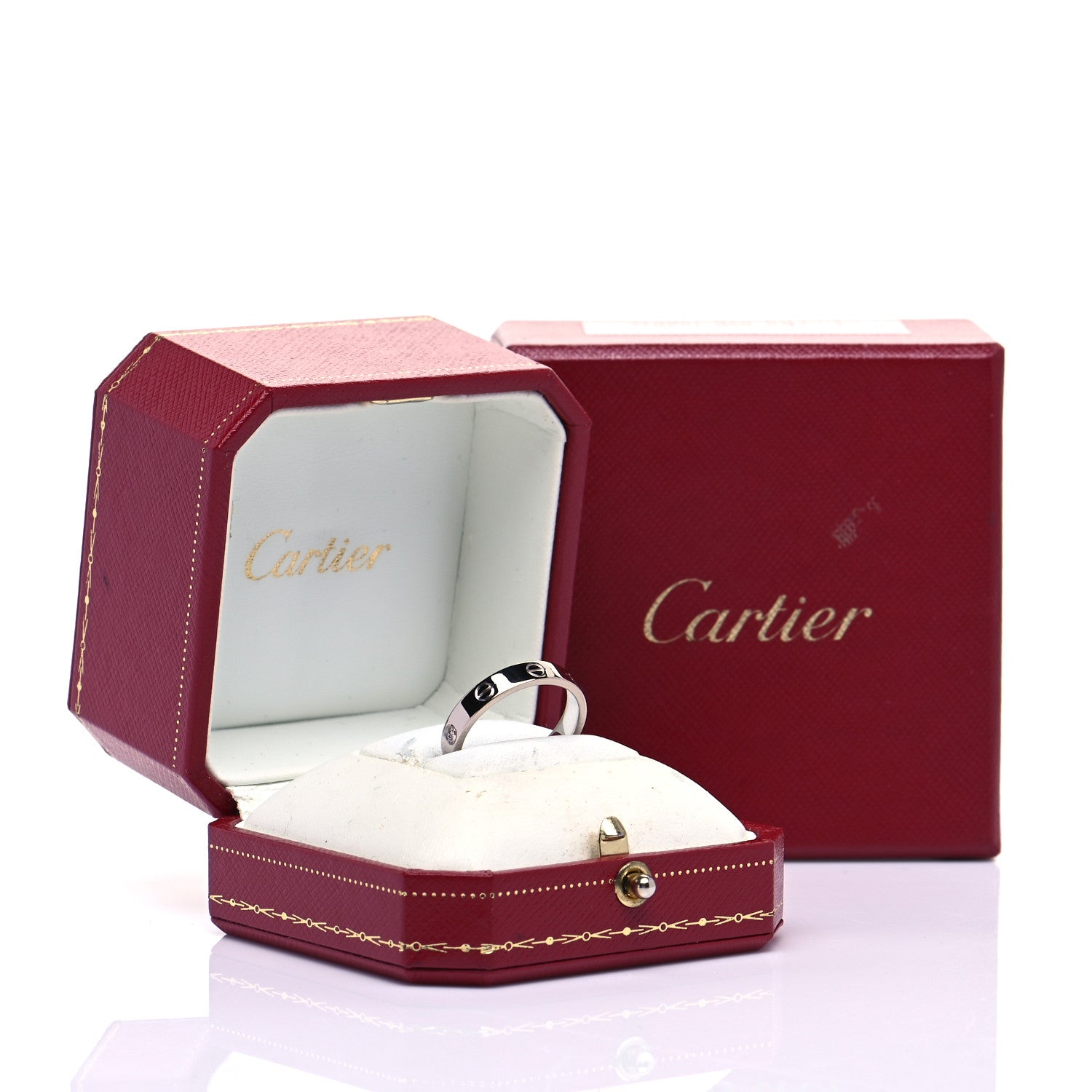 Cartier 18K White Gold Diamond 4mm LOVE Wedding Band Ring 59 8.75 5 of 5