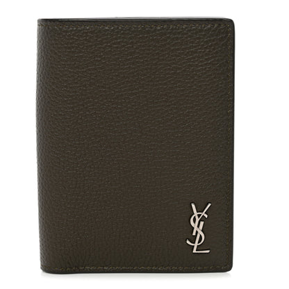 Saint Laurent Calfskin Techno Credit Card Wallet Dark Khaki 1 of 7