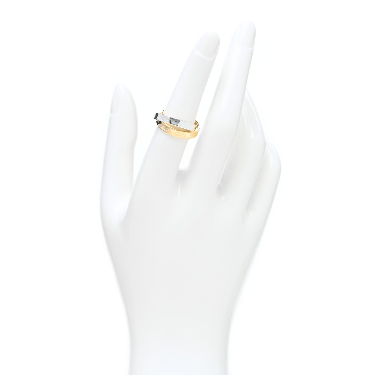 Sterling Silver 18K Yellow Gold 1837 Interlocking Circles Ring 51 5.75