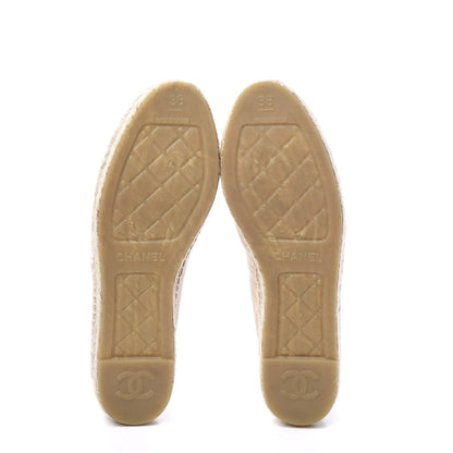 Chanel Lambskin CC Espadrilles 38 Beige Black 5 of 11