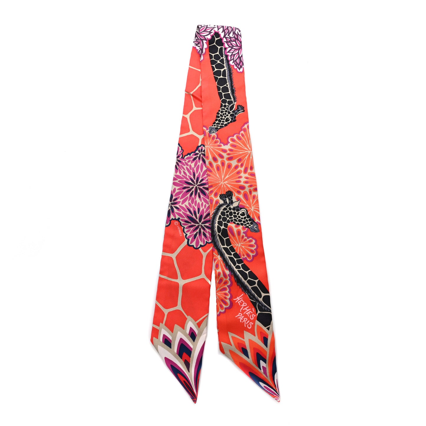 Silk The Three Graces Twilly Vermillion Fuchsia