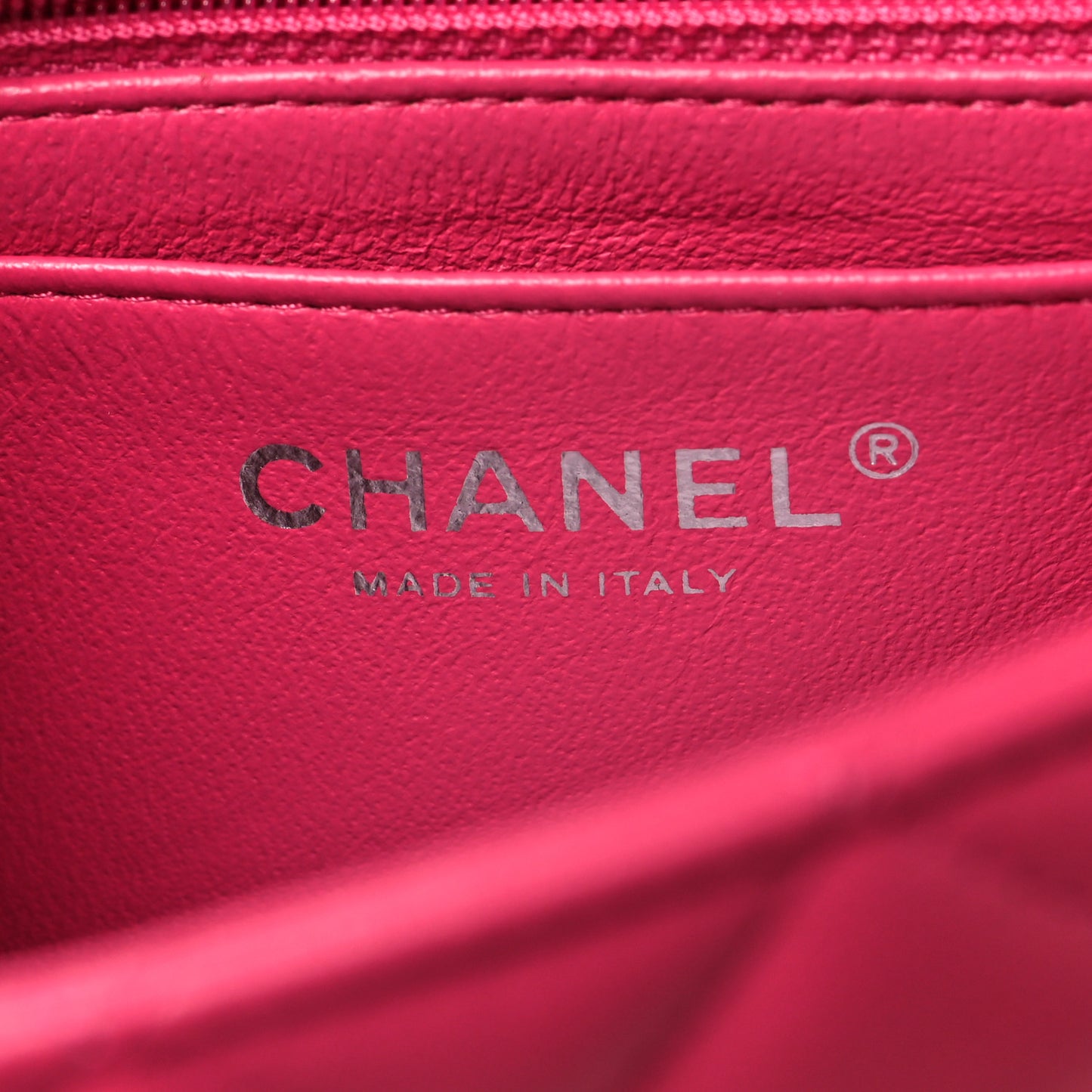 Lambskin Quilted Mini Rectangular Flap Dark Pink