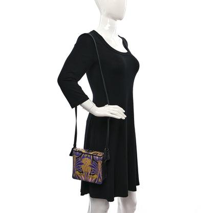 Prada Saffiano Tulip Print Shoulder Bag Black Multicolor 2 of 8