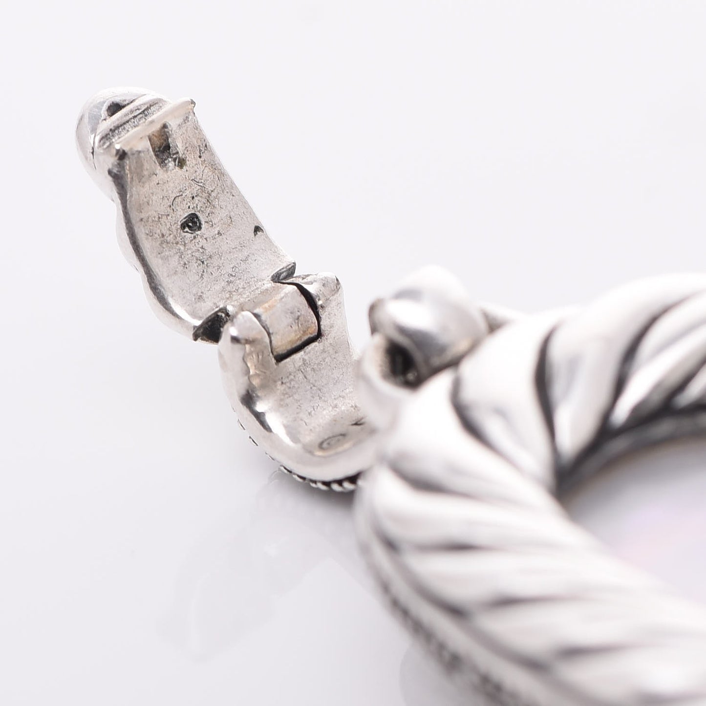 Sterling Silver Diamond Moonstone Mother of Pearl Midnight Melange Reversible Pendant Enhancer