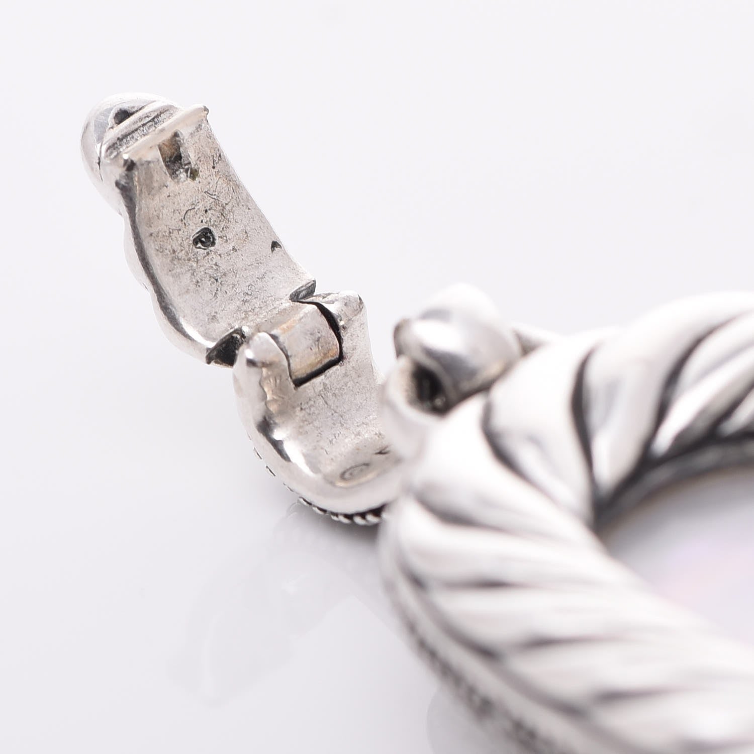 David Yurman Sterling Silver Diamond Moonstone Mother of Pearl Midnight Melange Reversible Pendant Enhancer 5 of 6