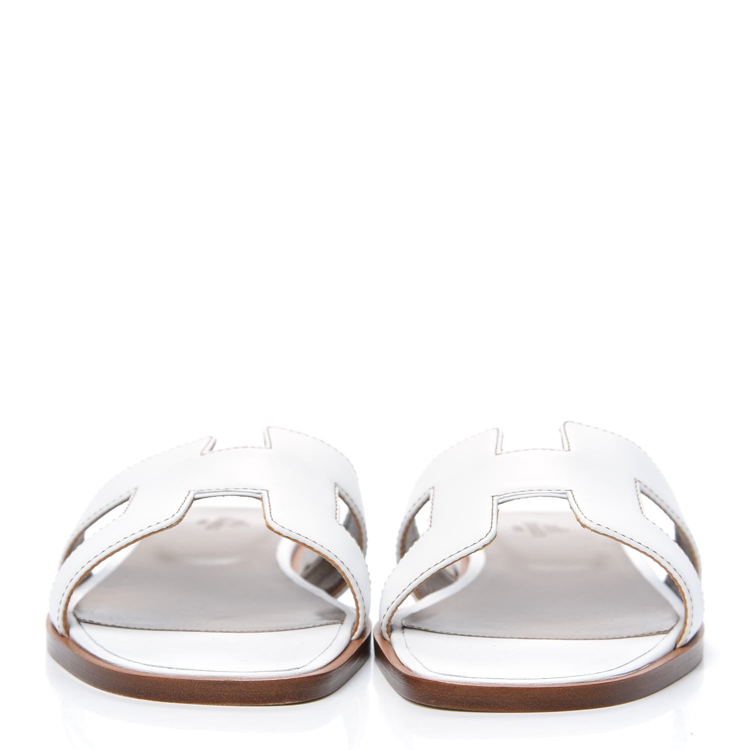Hermes Box Calfskin Oran Sandals 37 White 2 of 9