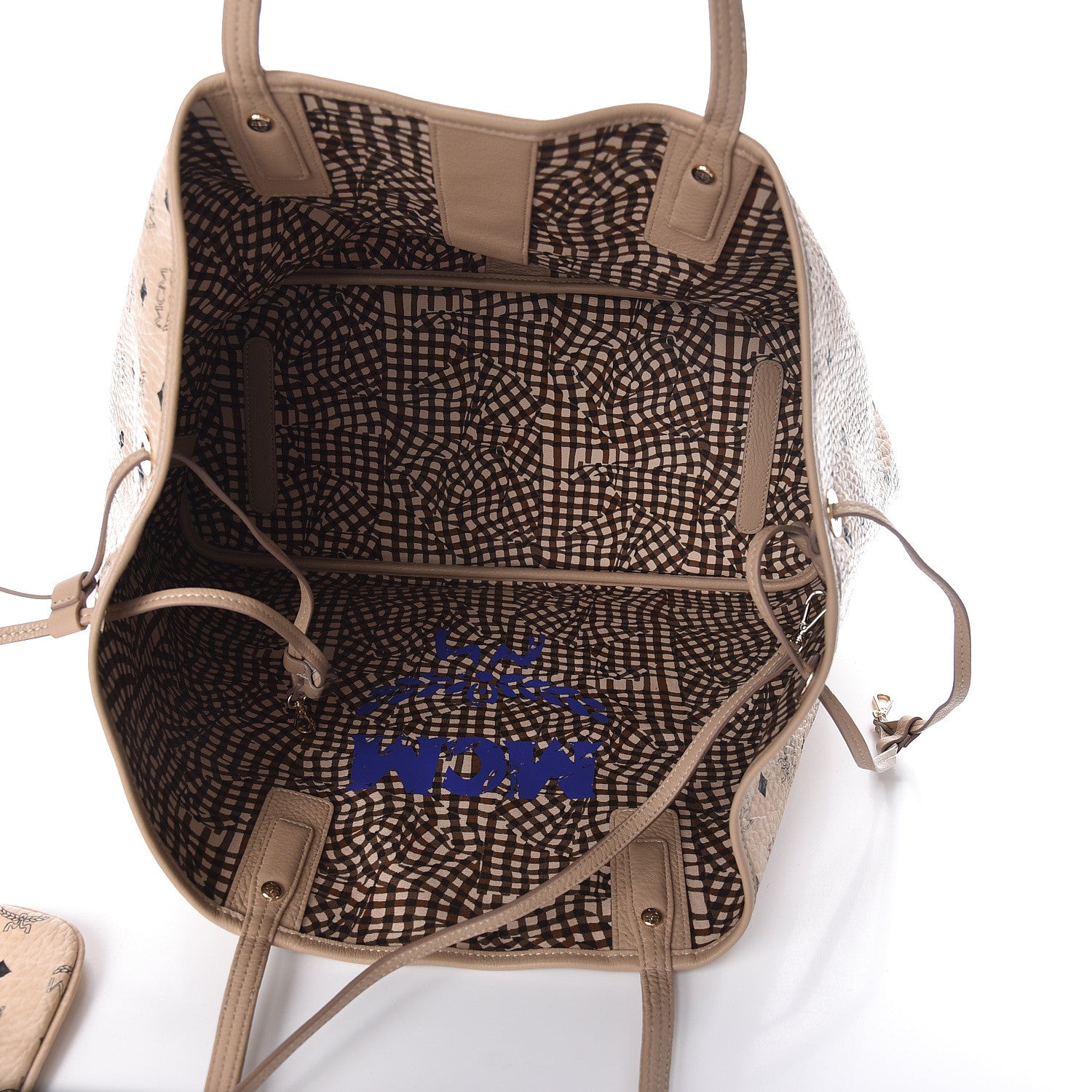 MCM Visetos Large Liz Reversible Shopper Tote Beige 13 of 15