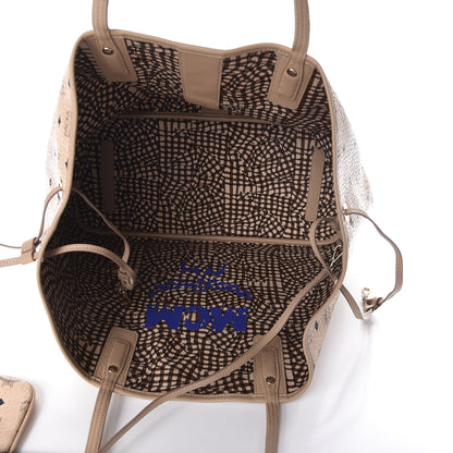 MCM Visetos Large Liz Reversible Shopper Tote Beige 13 of 15