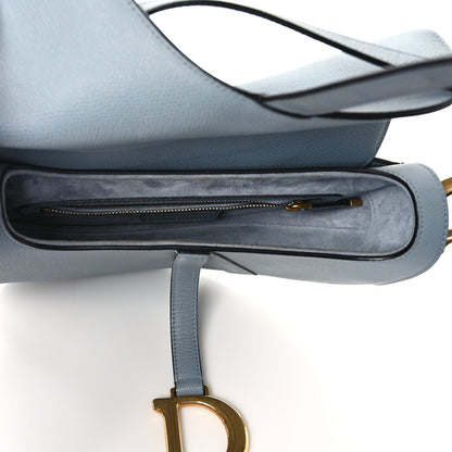 Christian Dior Grained Calfskin Saddle Bag Sky Blue 5 of 10