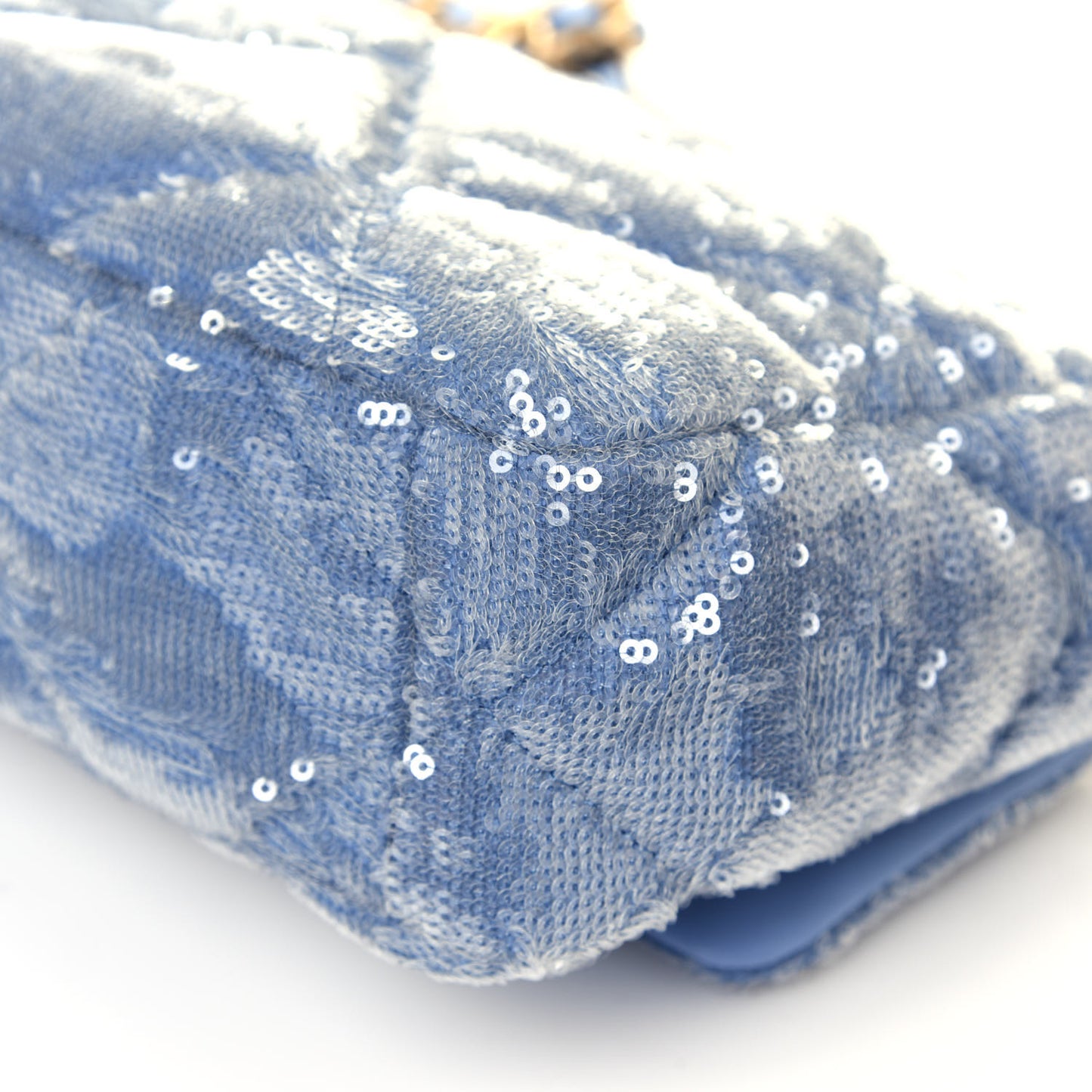 Sequin Quilted Medium Chanel 19 Flap Light Blue