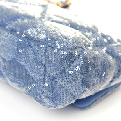 Chanel Sequin Quilted Medium Chanel 19 Flap Light Blue 11 of 13