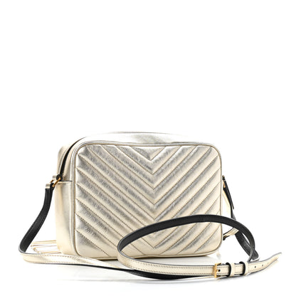 Saint Laurent Metallic Calfskin Matelasse Monogram Lou Camera Bag Platino 3 of 10