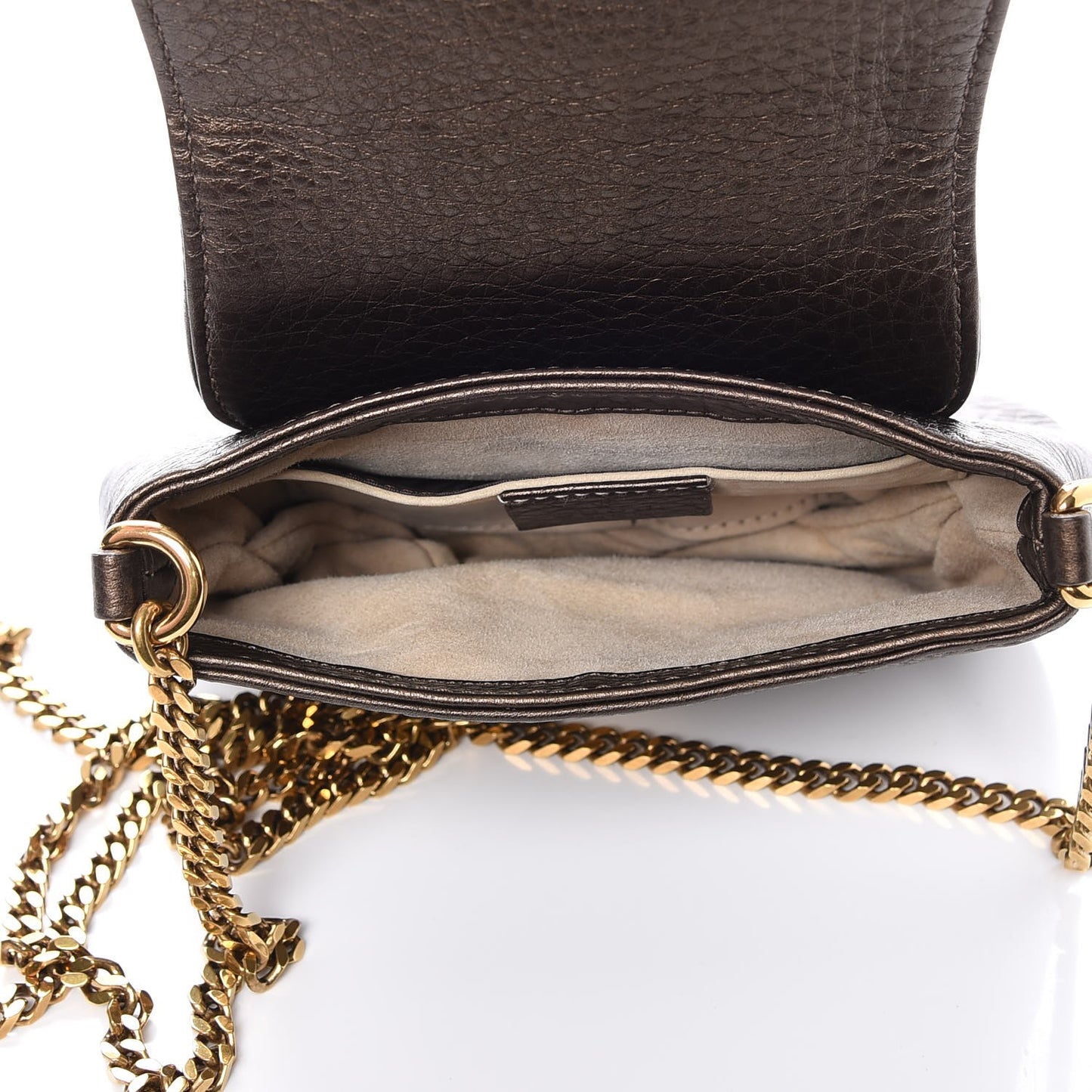 Metallic Pebbled Calfskin Small 1973 Chain Shoulder Bag Winter Leaf