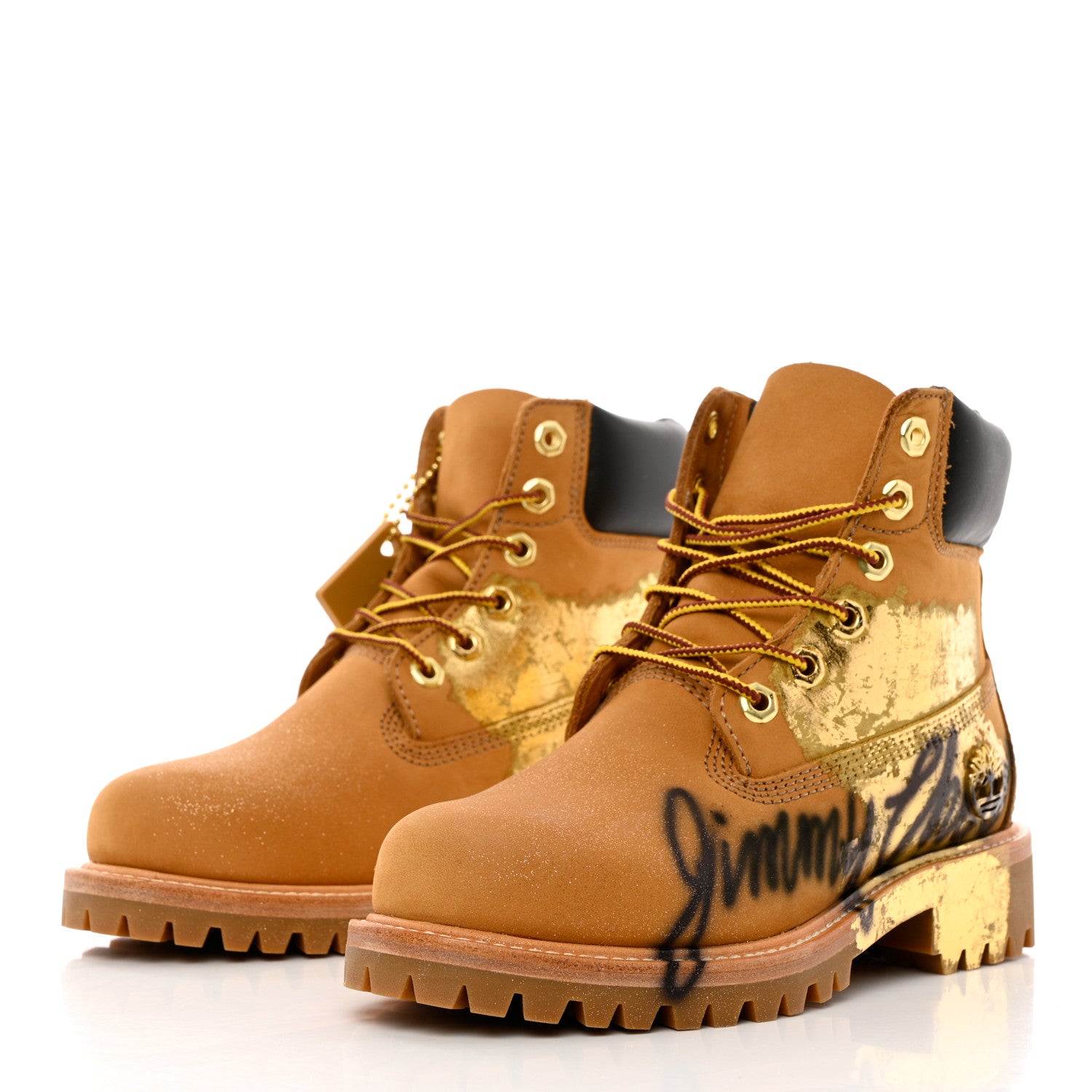 Jimmy Choo X TIMBERLAND Nubuck Graffiti Womens Ankle Boots 36 Wheat Gold 3 of 10