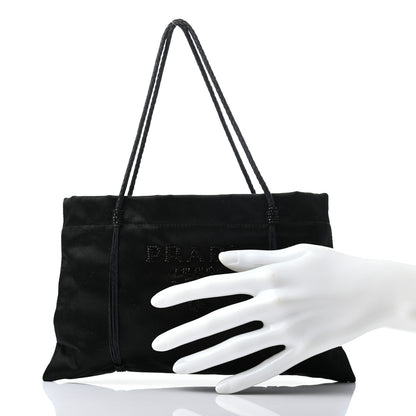 Prada Satin Beaded Mini Tote Bag Black 2 of 7