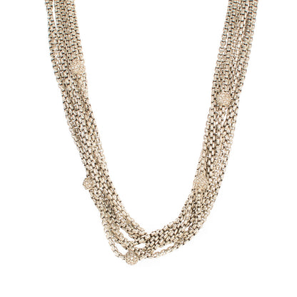 David Yurman Sterling Silver 18K Yellow Gold Diamond Eight Strand Pave Station Necklace 1 of 5