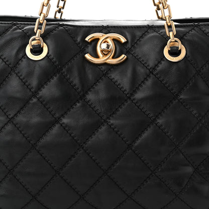 Chanel Calfskin Stitched Medium Retro Chain Tote Black 8 of 13