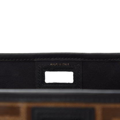 Fendi Glazed Fabric Vitello Century FF 1974 Stamp Patch Mini Peekaboo Defender Cover Mogano Panna Black 6 of 6