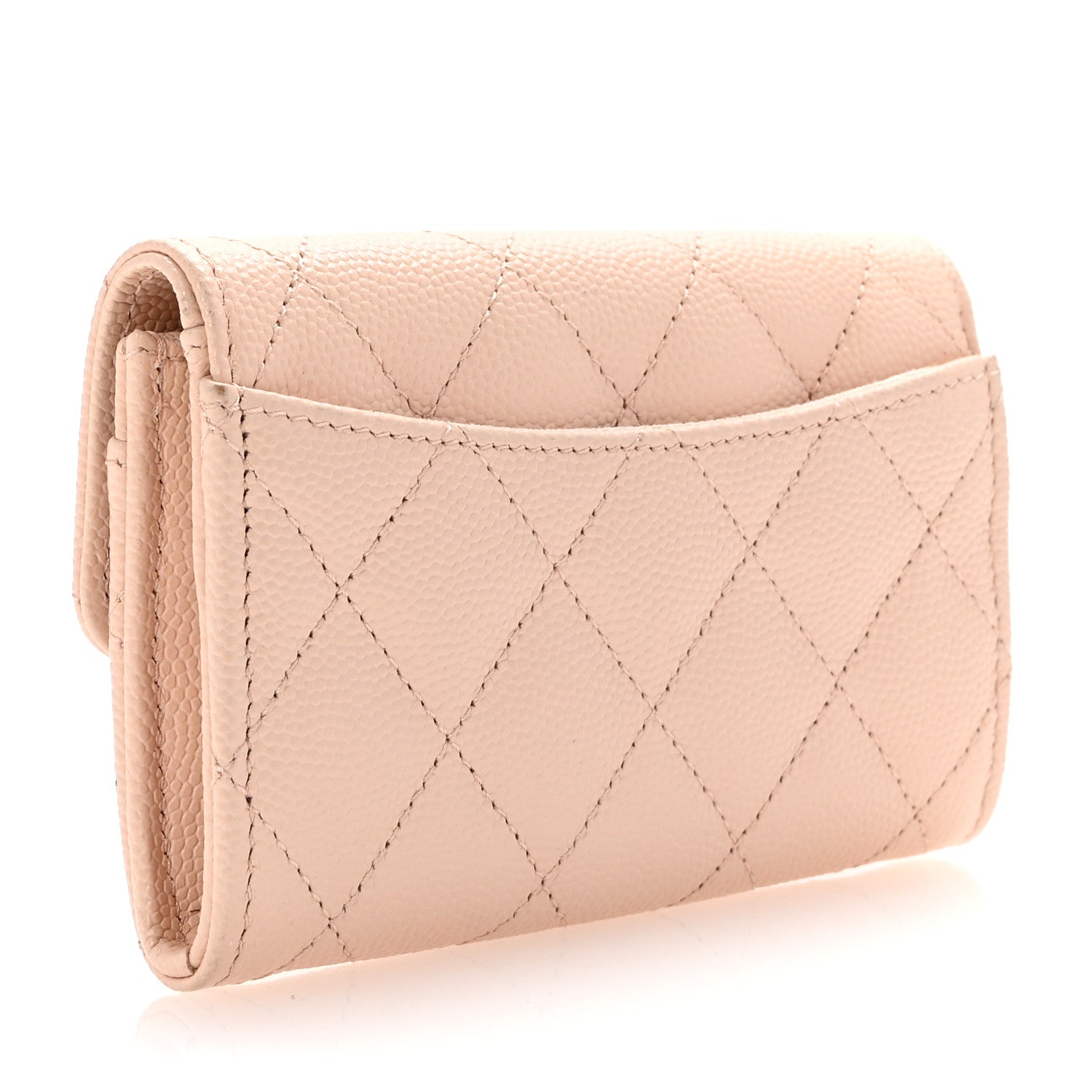 Chanel Caviar Quilted Flap Card Holder Wallet Beige 3 of 9