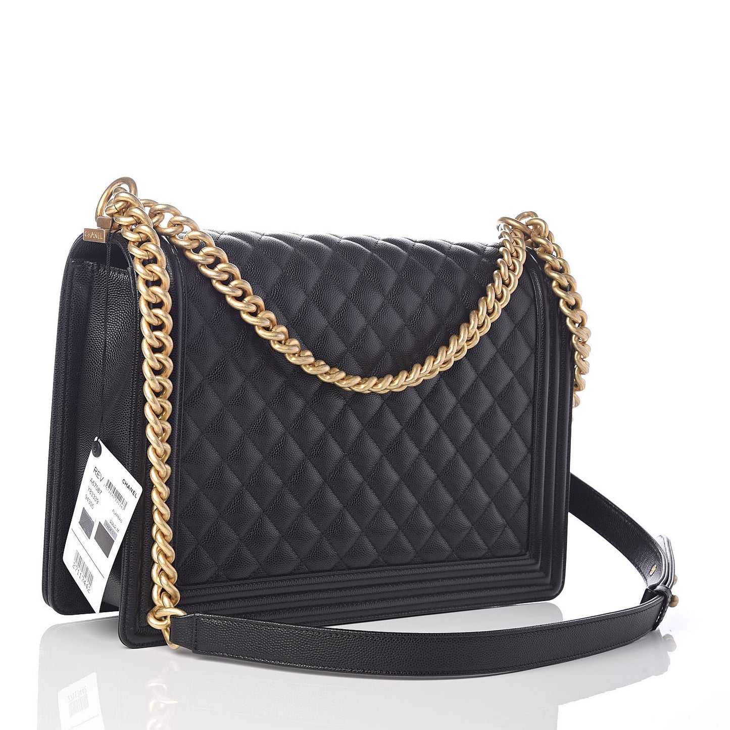 Caviar Quilted Large Boy Flap Black