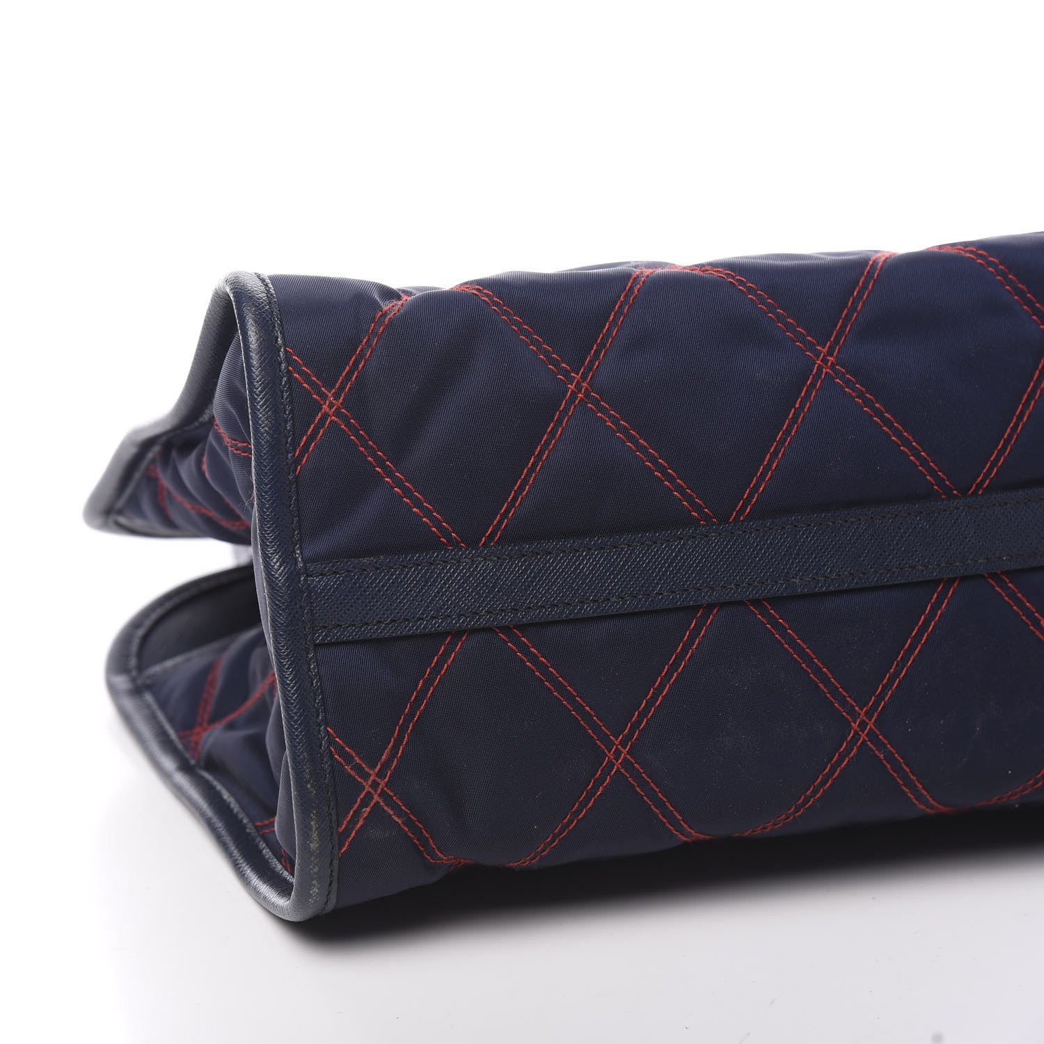 Prada Saffiano Tessuto Nylon Impunturato Quilted Shopper Baltico Fuoco 6 of 8