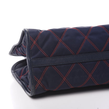Prada Saffiano Tessuto Nylon Impunturato Quilted Shopper Baltico Fuoco 6 of 8