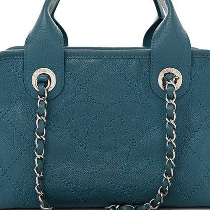 Chanel Caviar Quilted Small Deauville Bowling Bag Blue 7 of 10