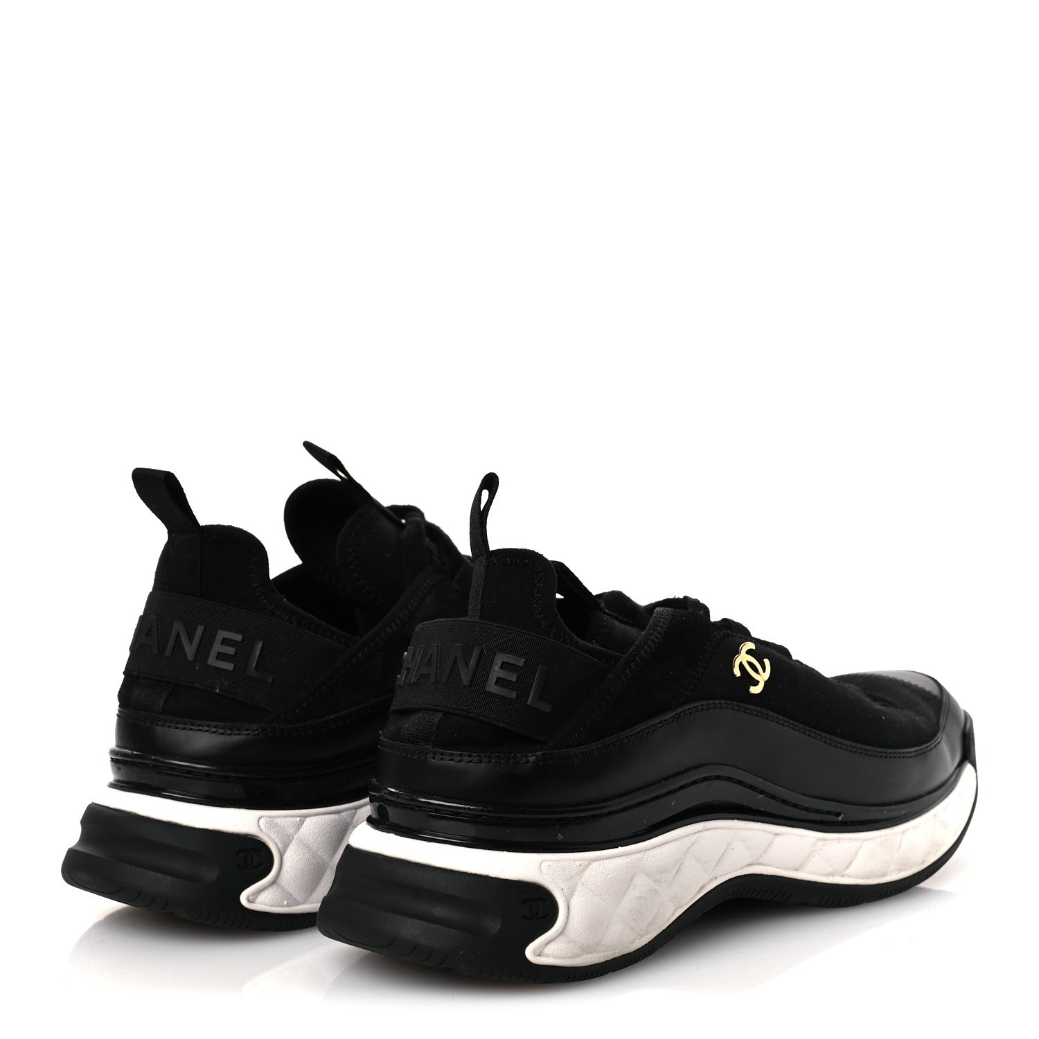 Chanel Velvet Calfskin Mixed Fibers CC Sneakers 40.5 Black 5 of 11