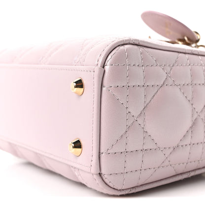 Christian Dior Metallic Lambskin Cannage Mini Lady Dior Lotus 10 of 10