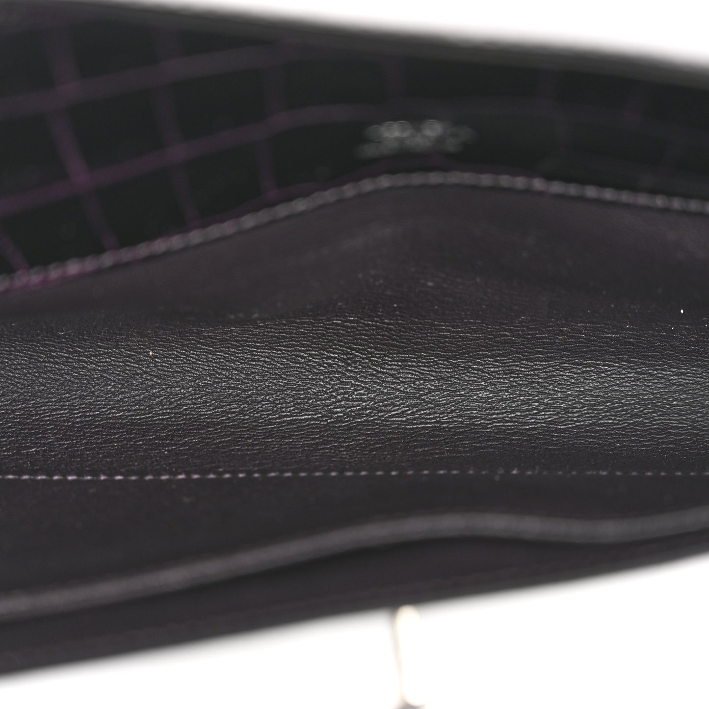 Shiny Porosus Crocodile Kelly Cut Pochette Amethyst
