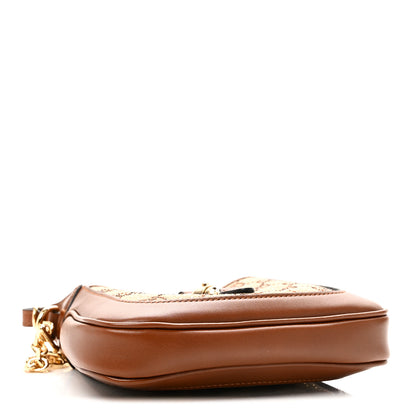 Gucci New Canvas Charisma Calfskin Crystal GG Monogram Mini Jackie 1961 Hobo Camel Ebony 4 of 10