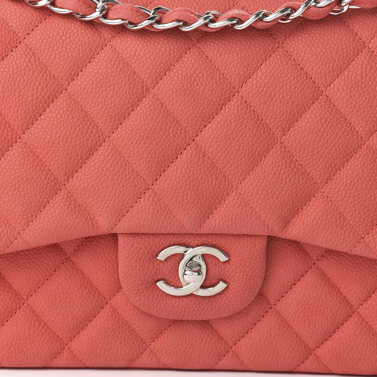 Chanel Iridescent Caviar Quilted Jumbo Double Flap Coral 10 of 11