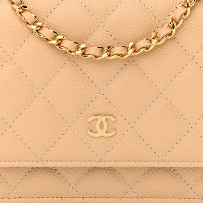 Chanel Caviar Quilted Wallet On Chain WOC Beige 9 of 12