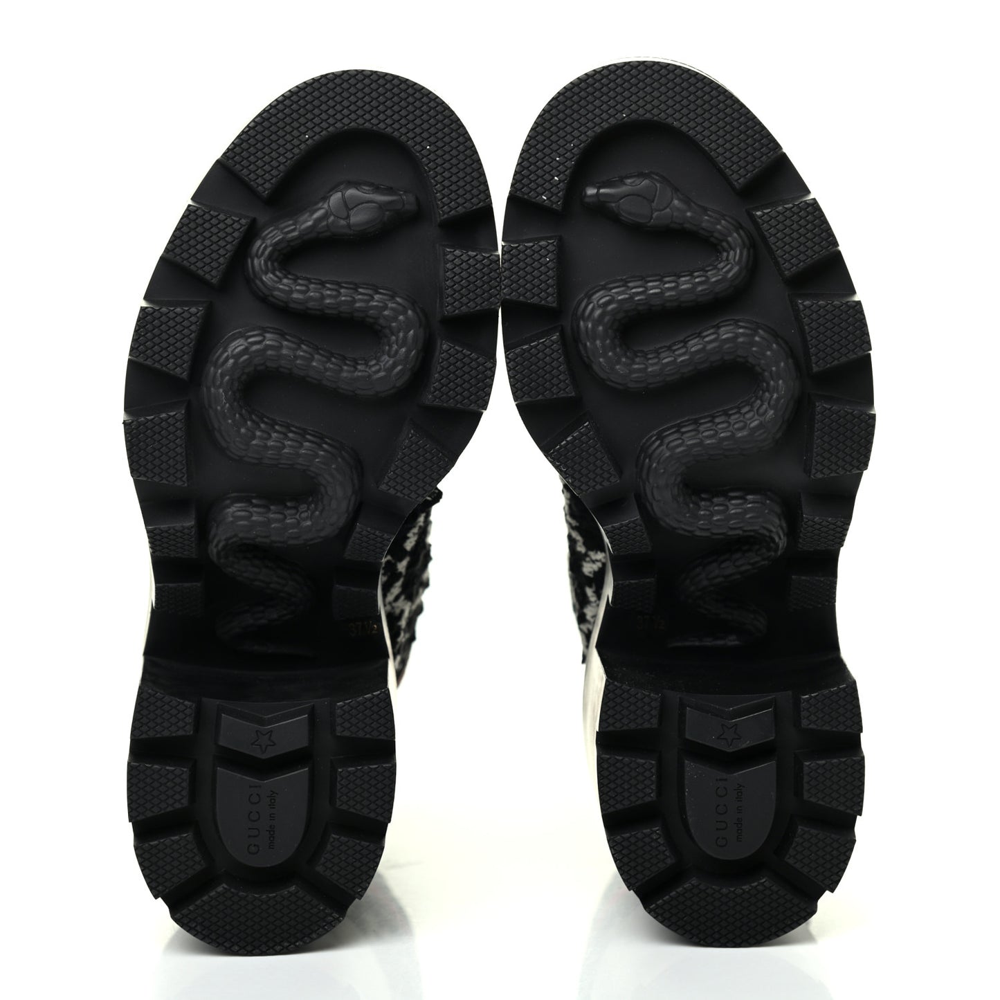 Tweed GG Monogram Lace Up Combat Ankle Boots 37.5 Black