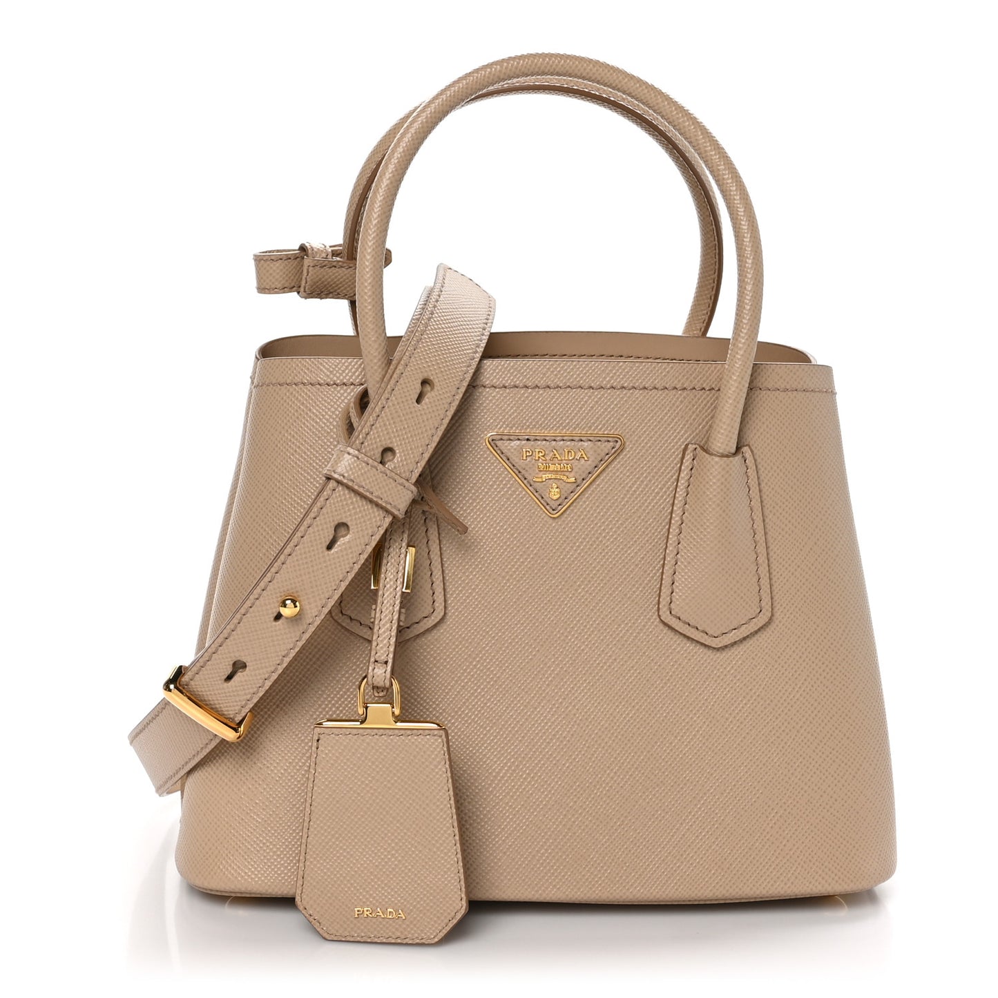 Saffiano Cuir Mini Double Bag Cammeo