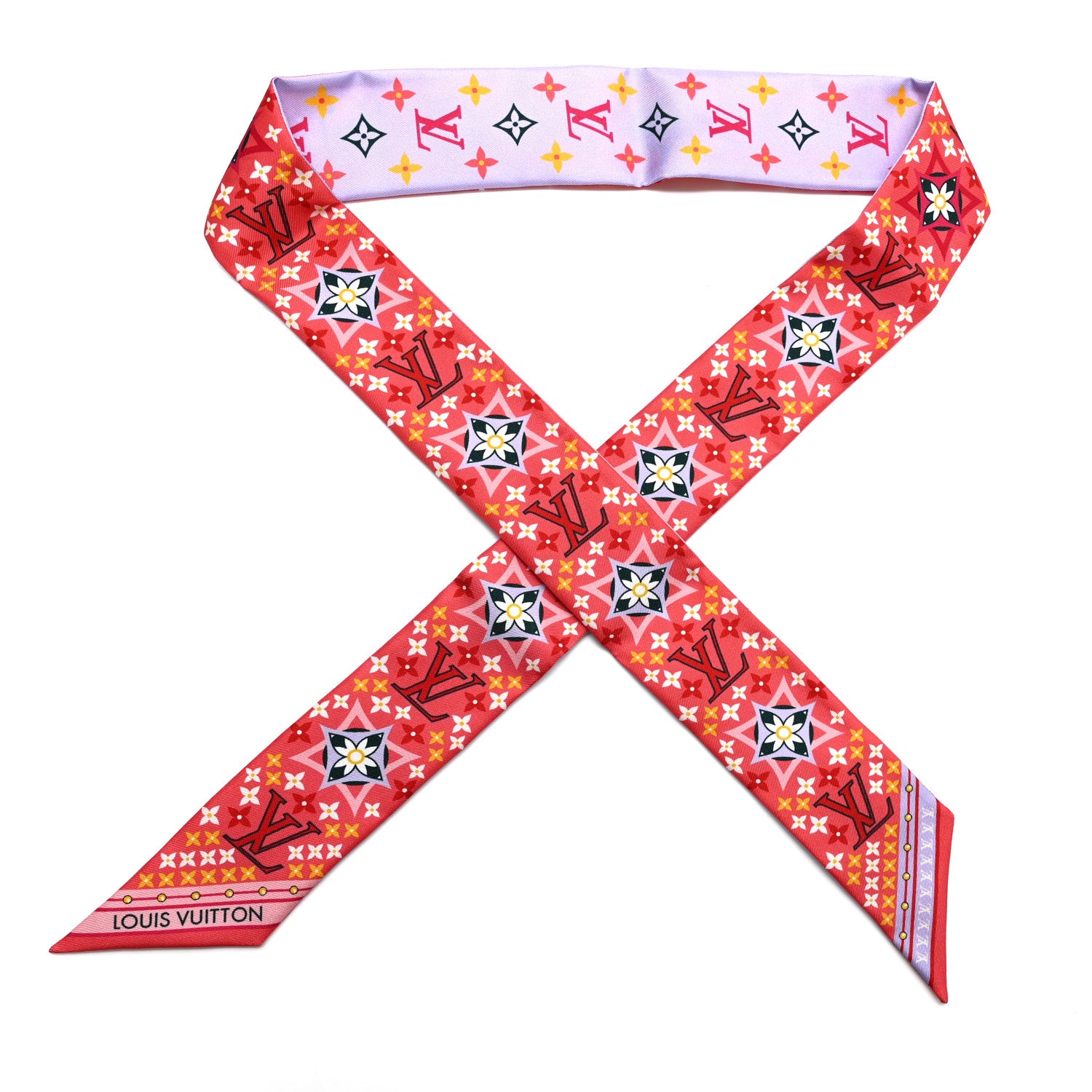 Louis Vuitton Silk Monogram Flowers Forever Bandeau Red 1 of 3