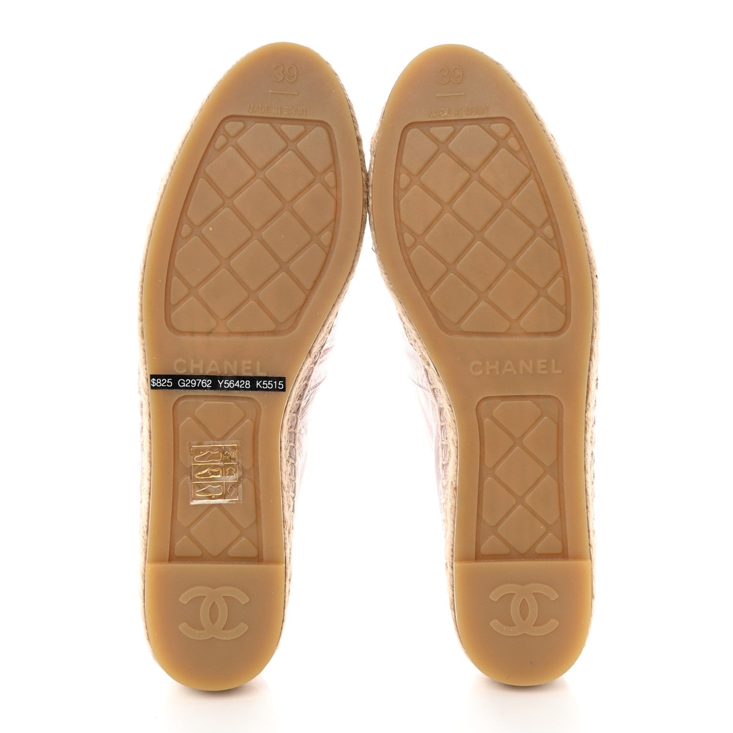 Chanel Laminated Lambskin Grosgrain Embroidered CC Espadrilles 39 Pink Silver Black 5 of 8