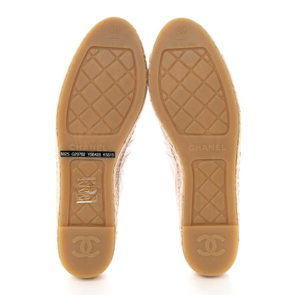 Chanel Laminated Lambskin Grosgrain Embroidered CC Espadrilles 39 Pink Silver Black 5 of 8