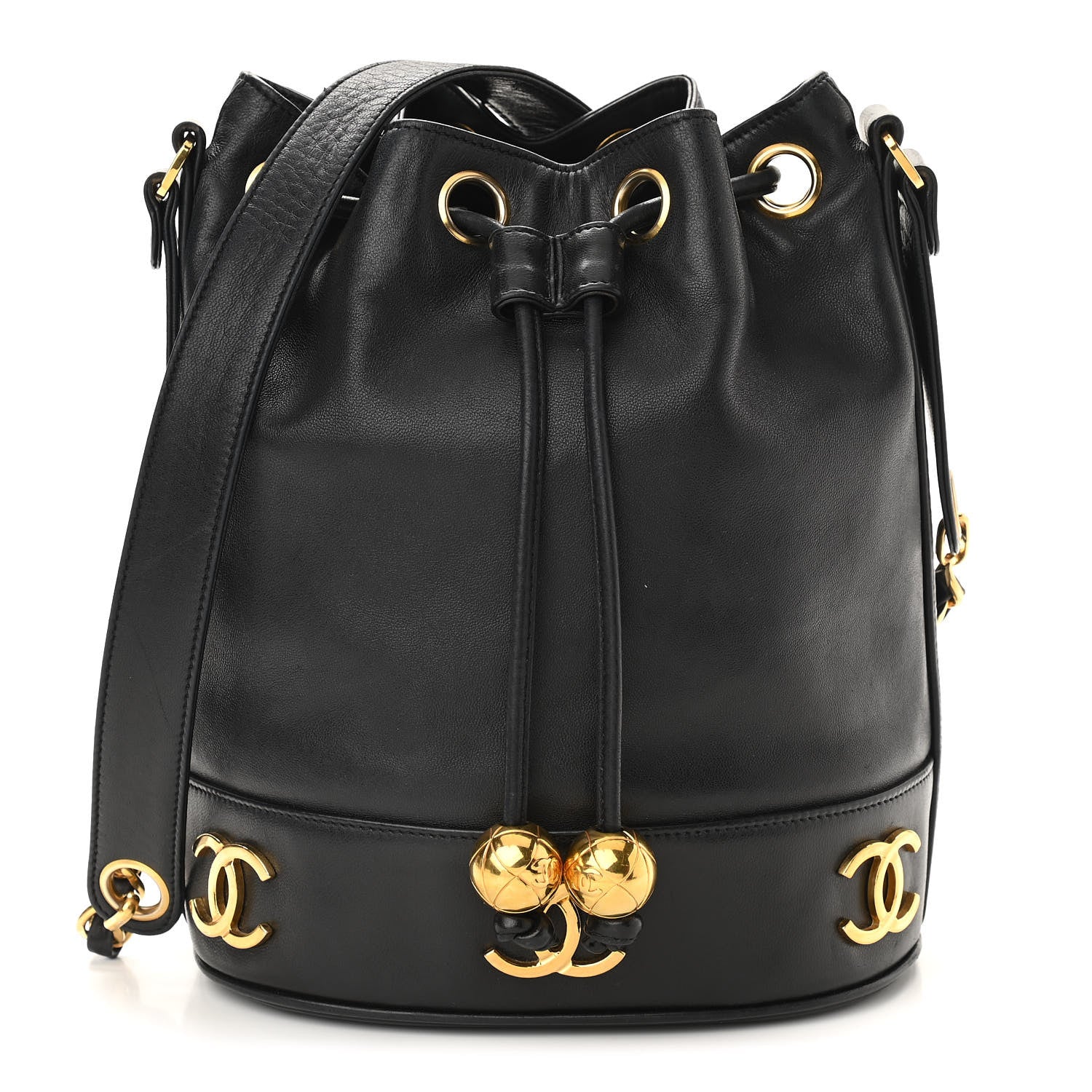 Chanel Lambskin CC Drawstring Shoulder Bag Black 2 of 10