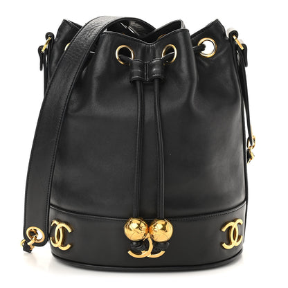 Chanel Lambskin CC Drawstring Shoulder Bag Black 2 of 10