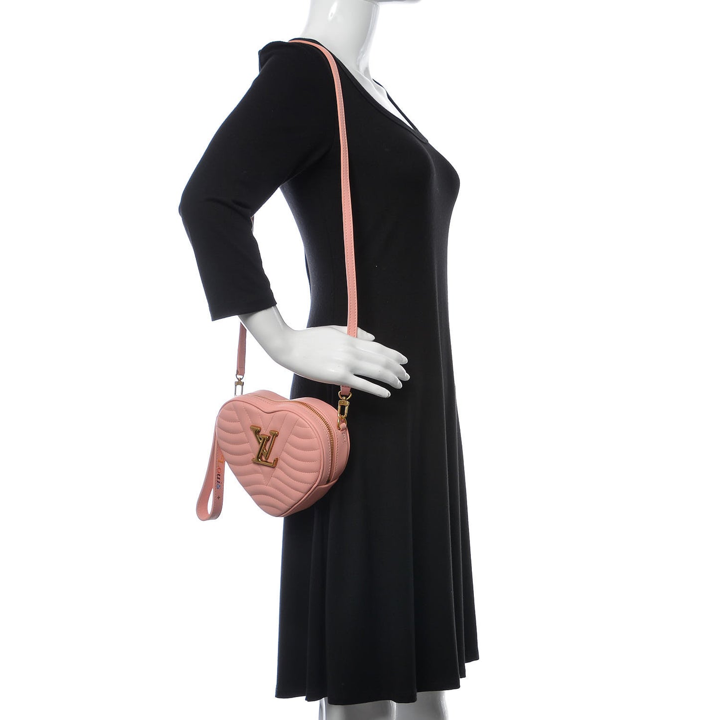 Calfskin New Wave Heart Bag Rose Pomettes
