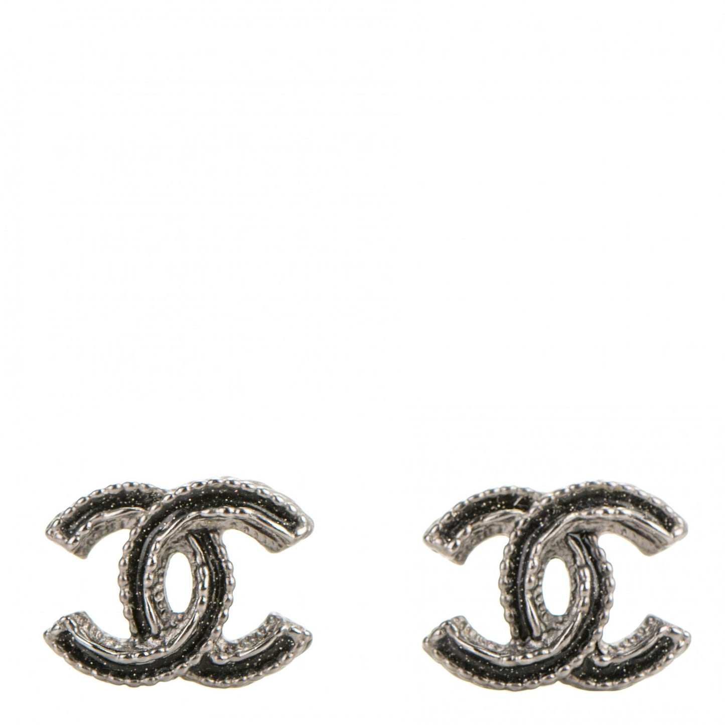 Ruthenium Enamel CC Earrings Black