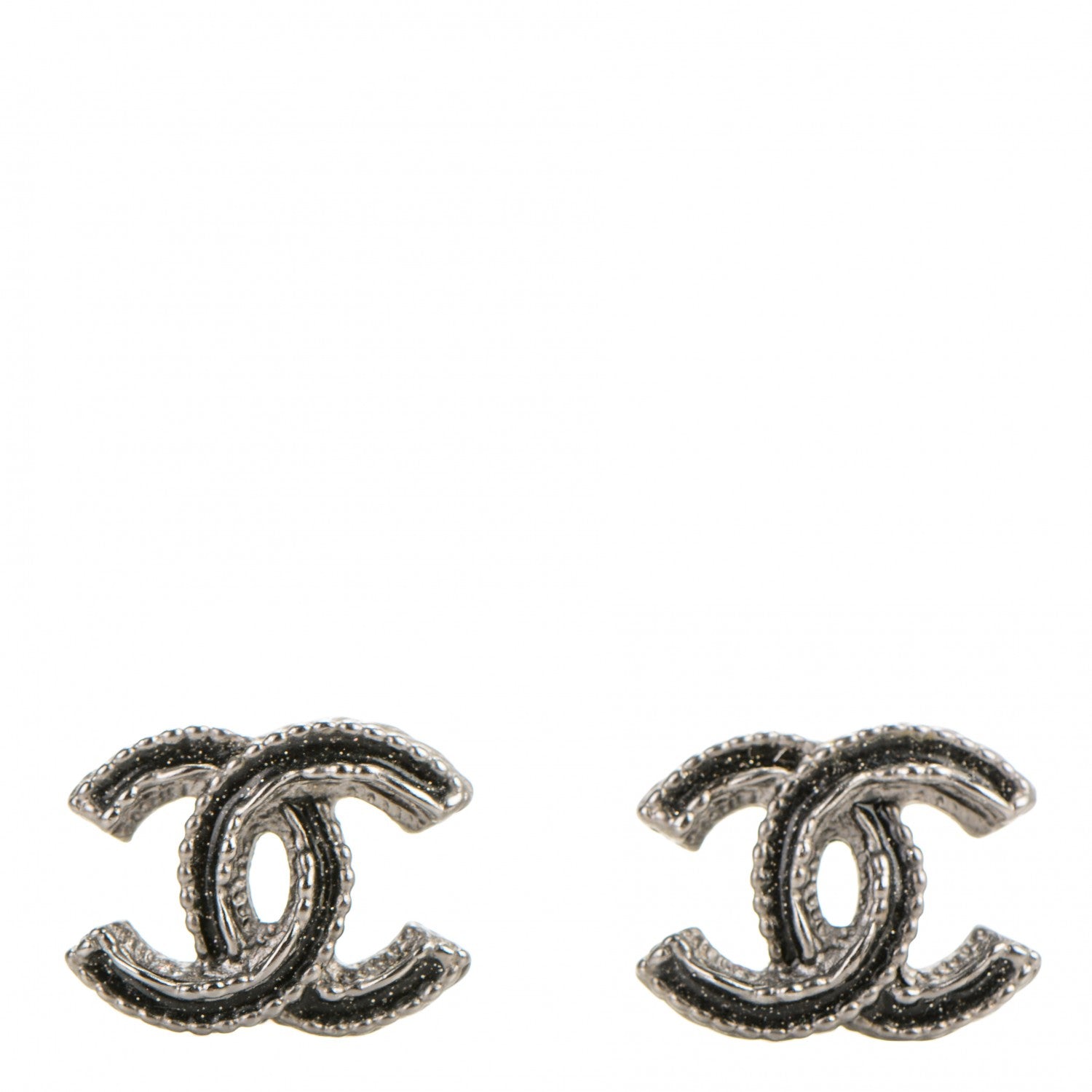Chanel Ruthenium Enamel CC Earrings Black 1 of 5