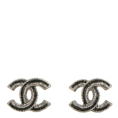 Chanel Ruthenium Enamel CC Earrings Black 1 of 5