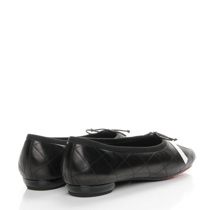 Chanel Lambskin Quilted Cambon Ballerina Flats 38 Black 4 of 9