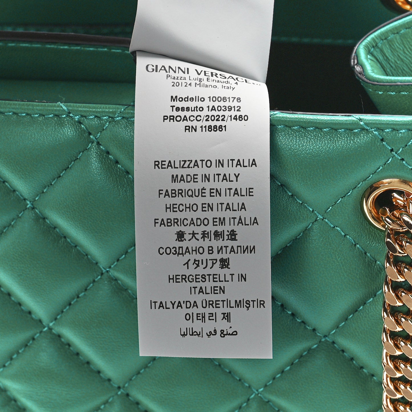 Nappa Quilted Medusa Chain Shoulder Bag Green