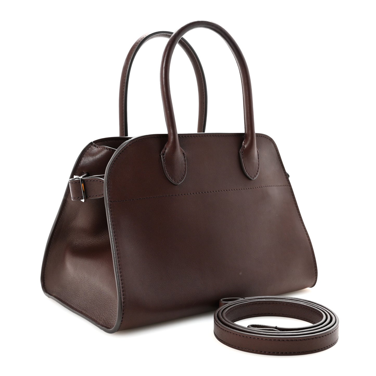 Polished Saddle Calfskin Soft Margaux 10 Bag Dark Brown