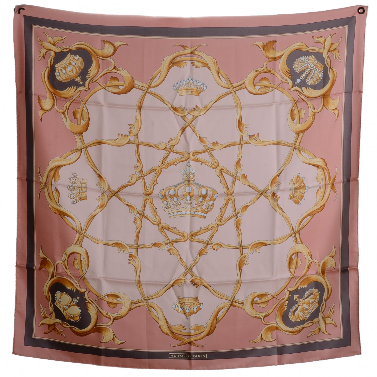 Hermes Silk Couronnes Crown Scarf 90 2 of 5