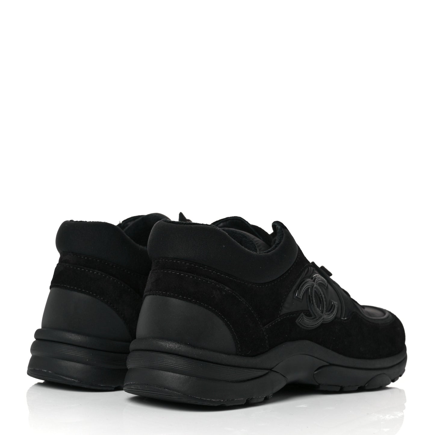 Fabric Calfskin Suede CC Sneakers 36 Black