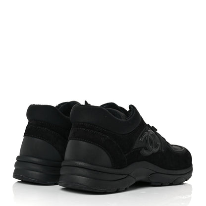 Chanel Fabric Calfskin Suede CC Sneakers 36 Black 4 of 7